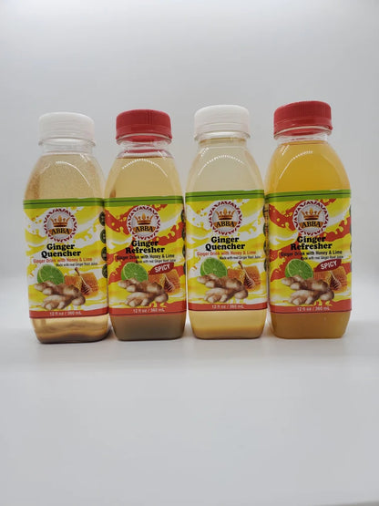 12 Pack Combo - Six 12 oz Bottles Each of Ginger Quencher & Ginger Refresher Drinks - 12 Total