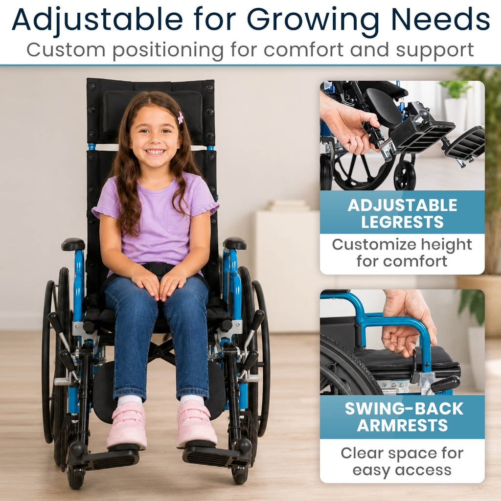 Reclining Pediatric Wheelchair (14", 150 lbs)