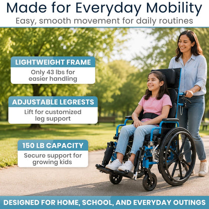 Reclining Pediatric Wheelchair (14", 150 lbs)