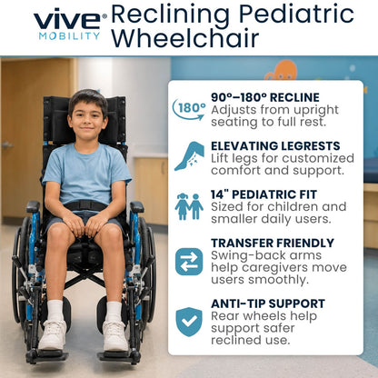 Reclining Pediatric Wheelchair (14", 150 lbs)