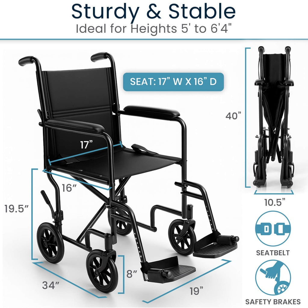 Core Transport Wheelchair (17"-19", 250 lbs)