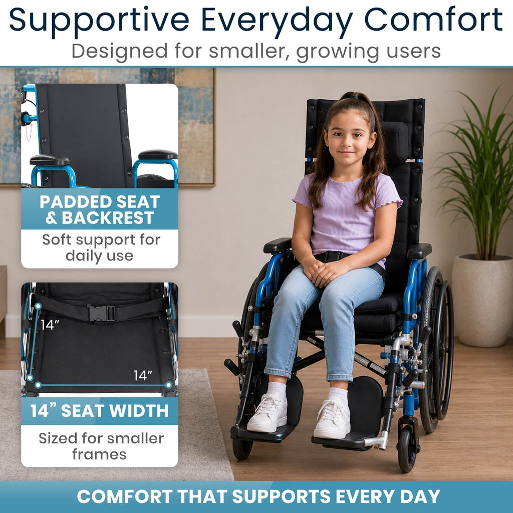 Reclining Pediatric Wheelchair (14", 150 lbs)