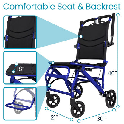 Lightweight Transport Wheelchair (18", 300lbs)