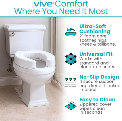 Cushioned Toilet Seat Riser 2'' Soft