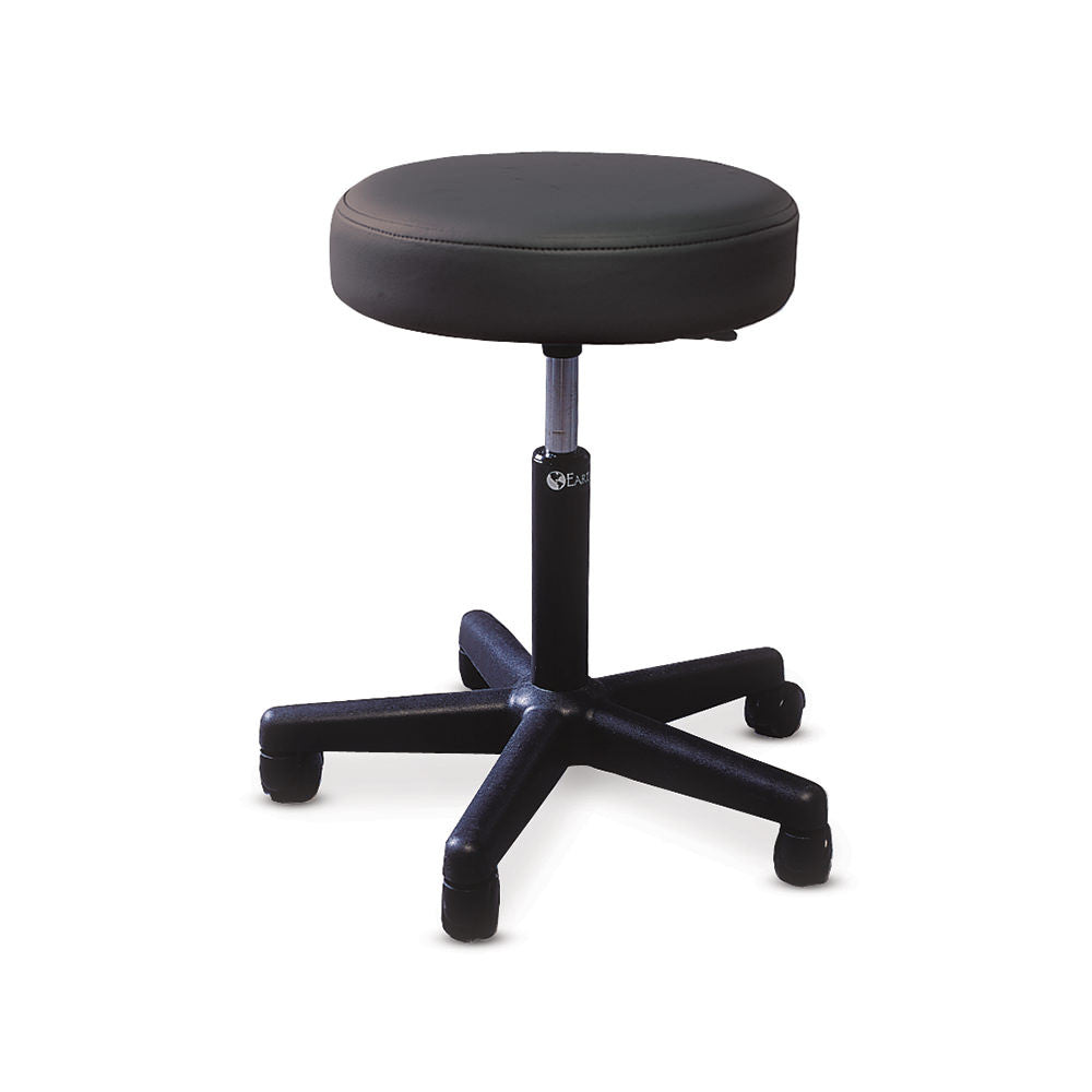 PNEUMATIC STOOL WITH PADDED SEAT AND WITH TWIN-WHEEL SWIVEL CASTERS BLACK